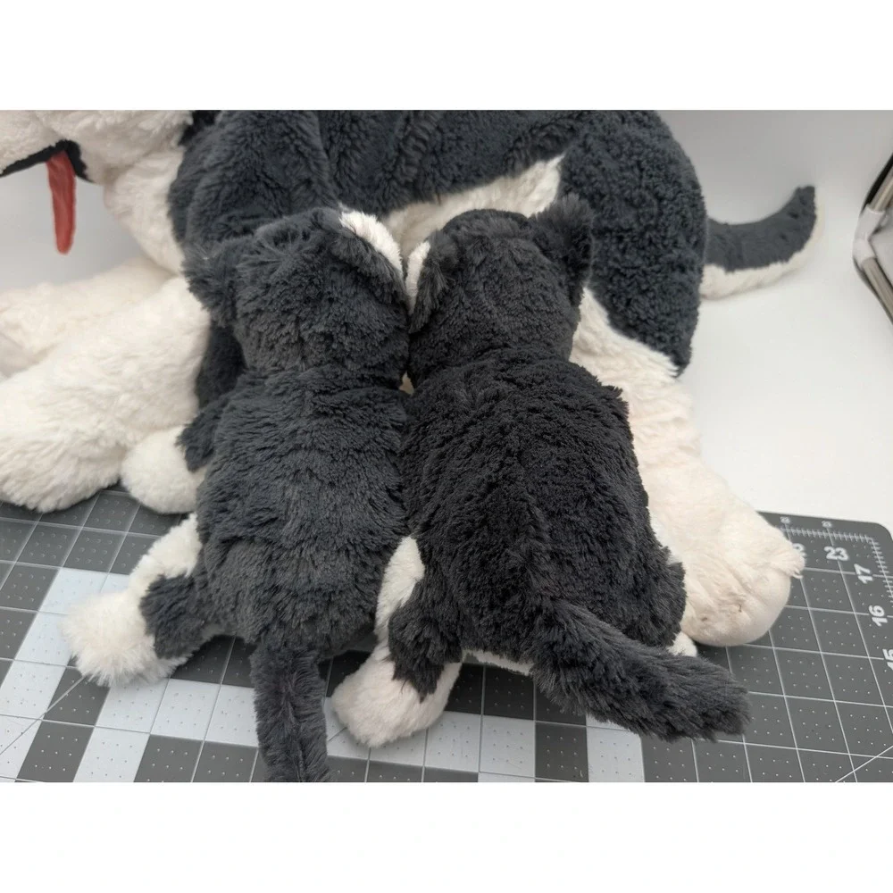 IKEA LIVLIG Husky Plush Dog Lot Grey White Large Small Mom Puppies